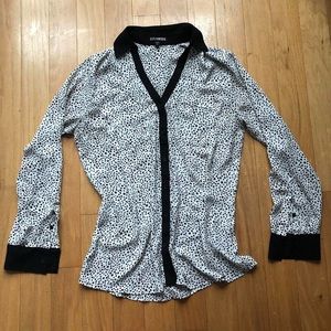 Express white and black dot portofino shirt top